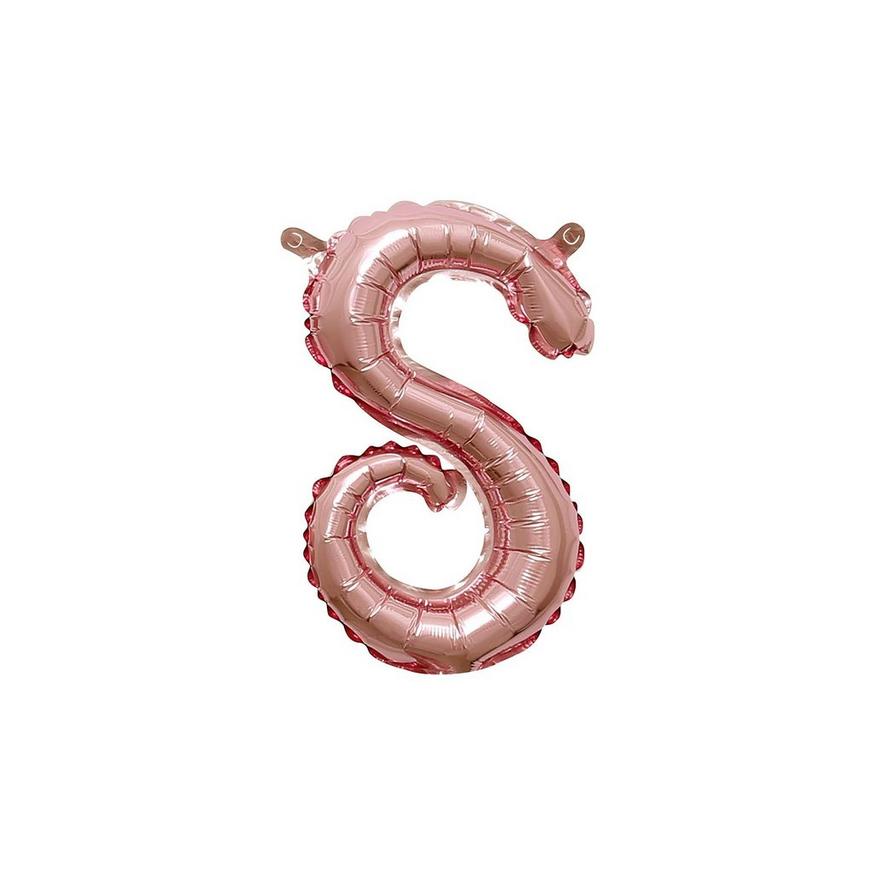 Air-Filled Rose Gold Lowercase Cursive Letter (s) Foil Balloon, 7in x 10in
